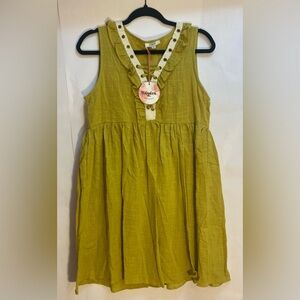 NWT Hayden Los Angeles Woman’s Mustard Yellow Lace Up Tunic Dress Size Small